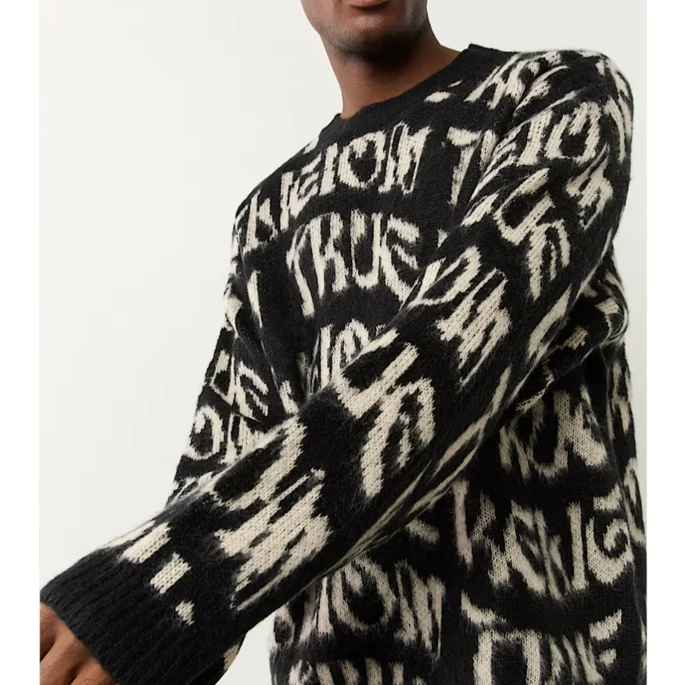 True Religion Monogram Fuzzy‎ Sweater Size Large